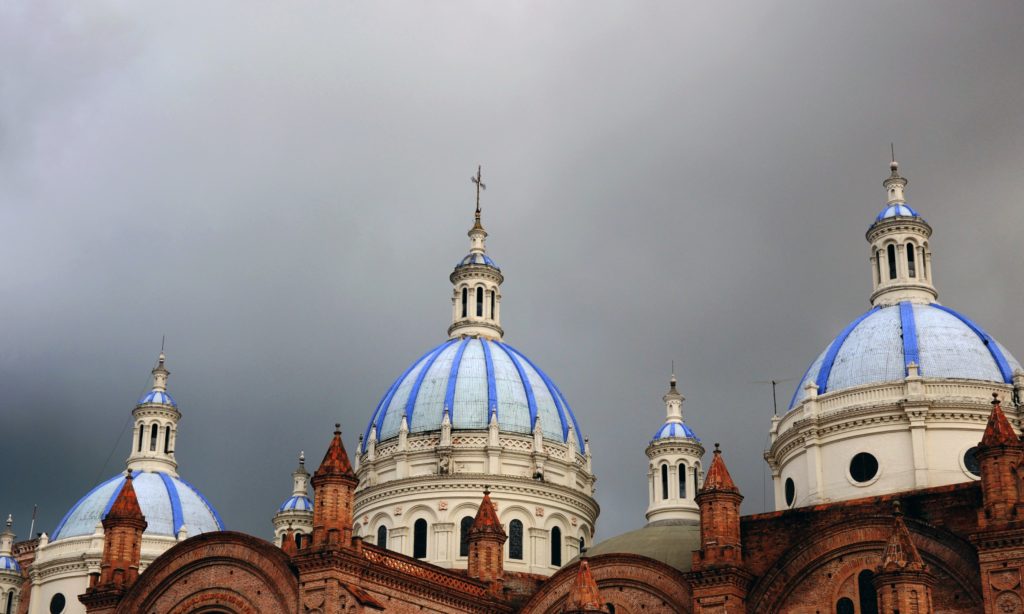 architectural photography of blue and white cathedral