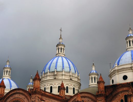 architectural photography of blue and white cathedral