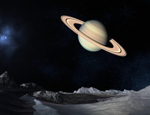 saturn, space, lunar surface